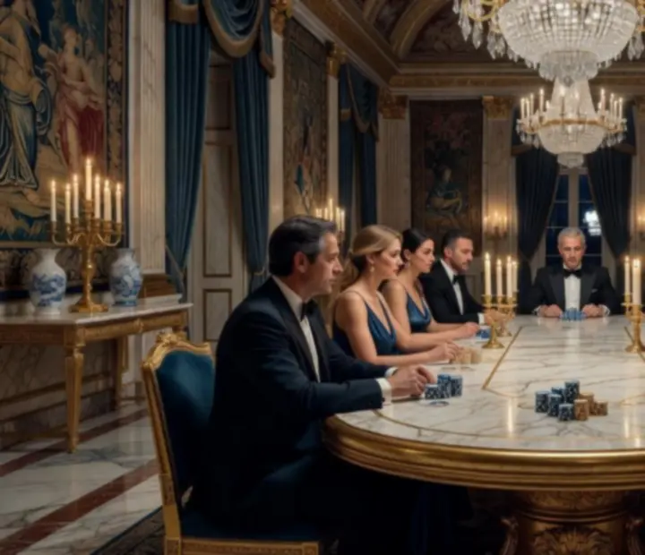 Table de poker élégante dans un décor inspiré des palais vénitiens